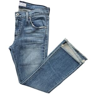 James Jean Light Wash Frayed Hem Flare Jeans